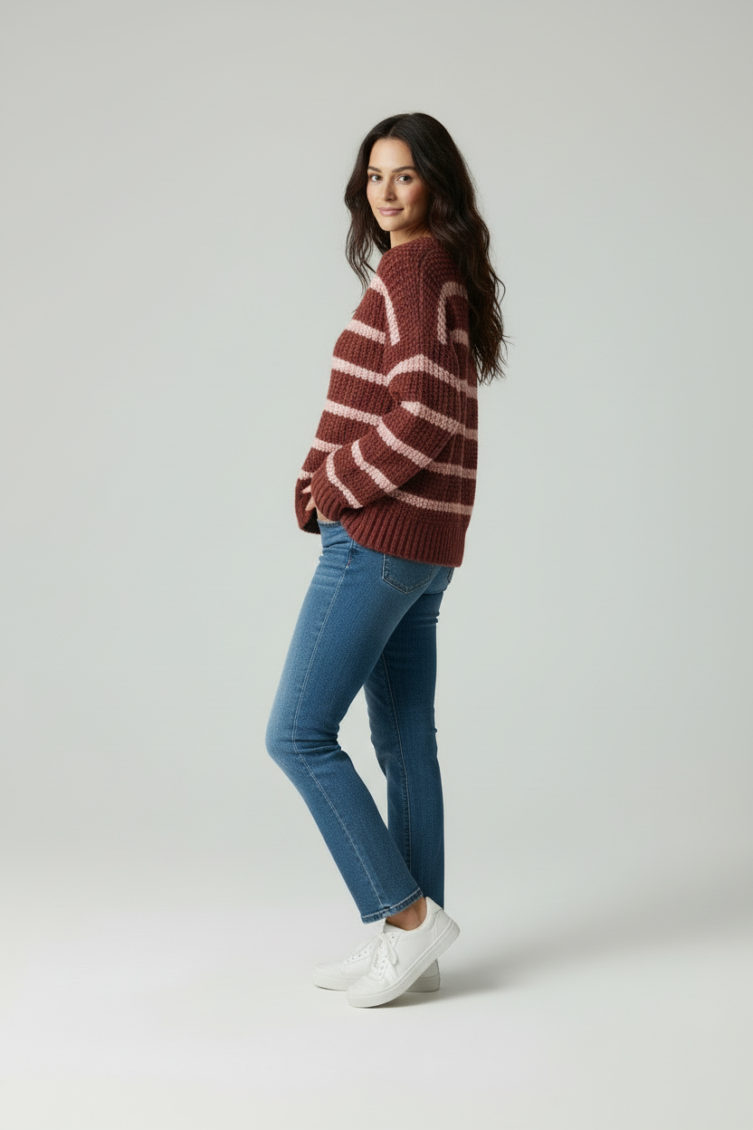 Traci - Vrouwen horizontale strepenpatroon Sweater