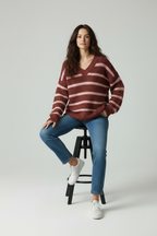 Traci - Vrouwen horizontale strepenpatroon Sweater