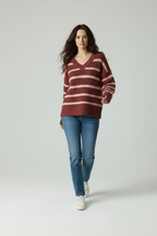 Traci - Vrouwen horizontale strepenpatroon Sweater