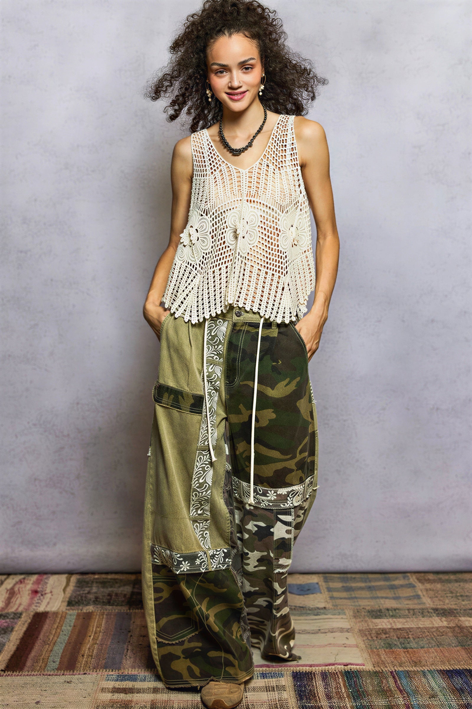 Tameka - Women Intricate crochet knit with floral details Crochet Top