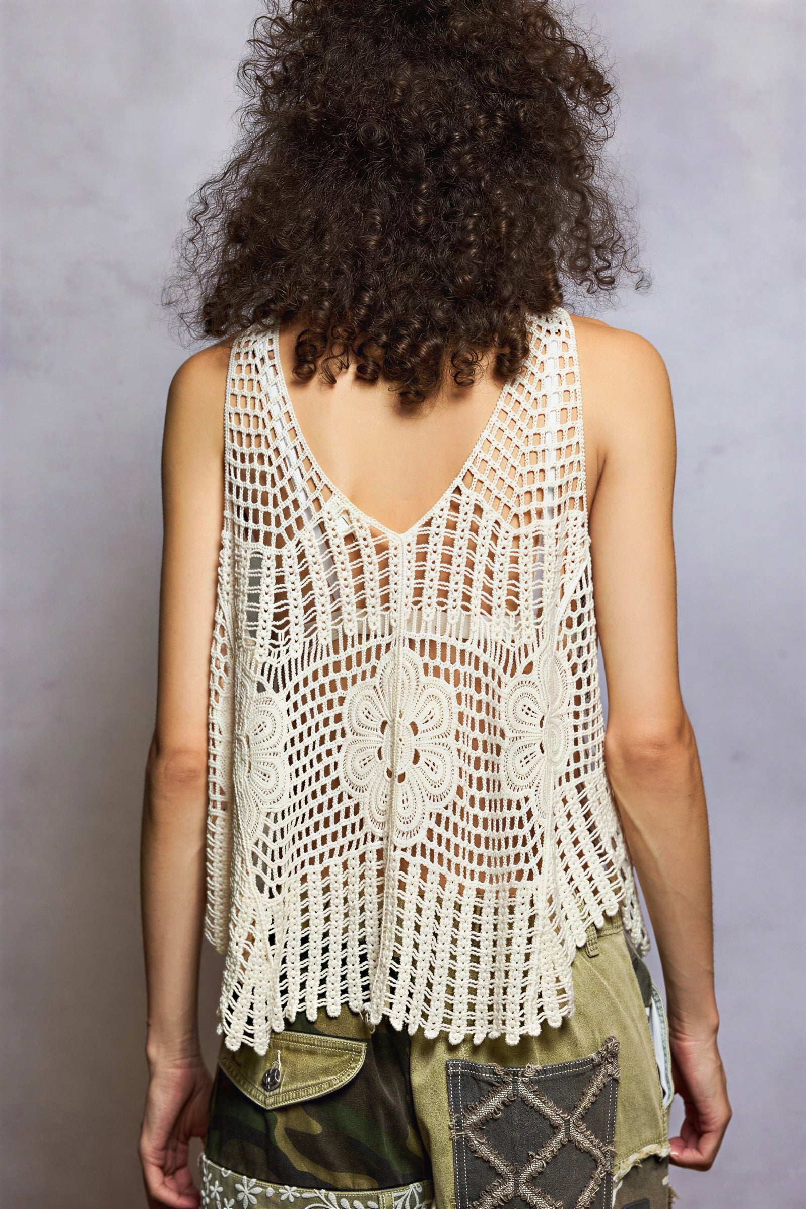 Tameka - Women Intricate crochet knit with floral details Crochet Top