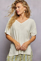 Nelda - Vrouwen Geribde textuur T-Shirt