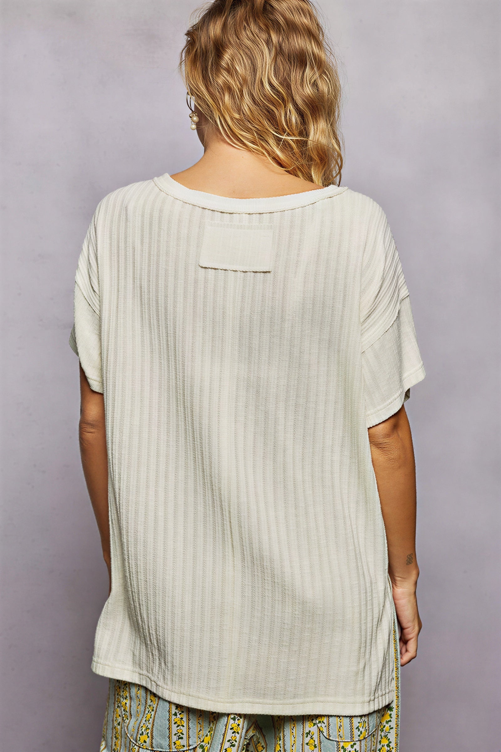 Nelda - Vrouwen Geribde textuur T-Shirt