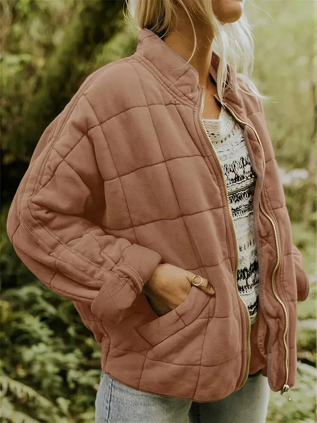 Aranza - Vrouwen diamantsteek patroon Jas