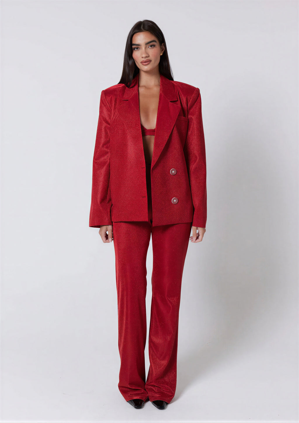 Lanna - Fashion-forward statement seekers All-over glitter Suit Set