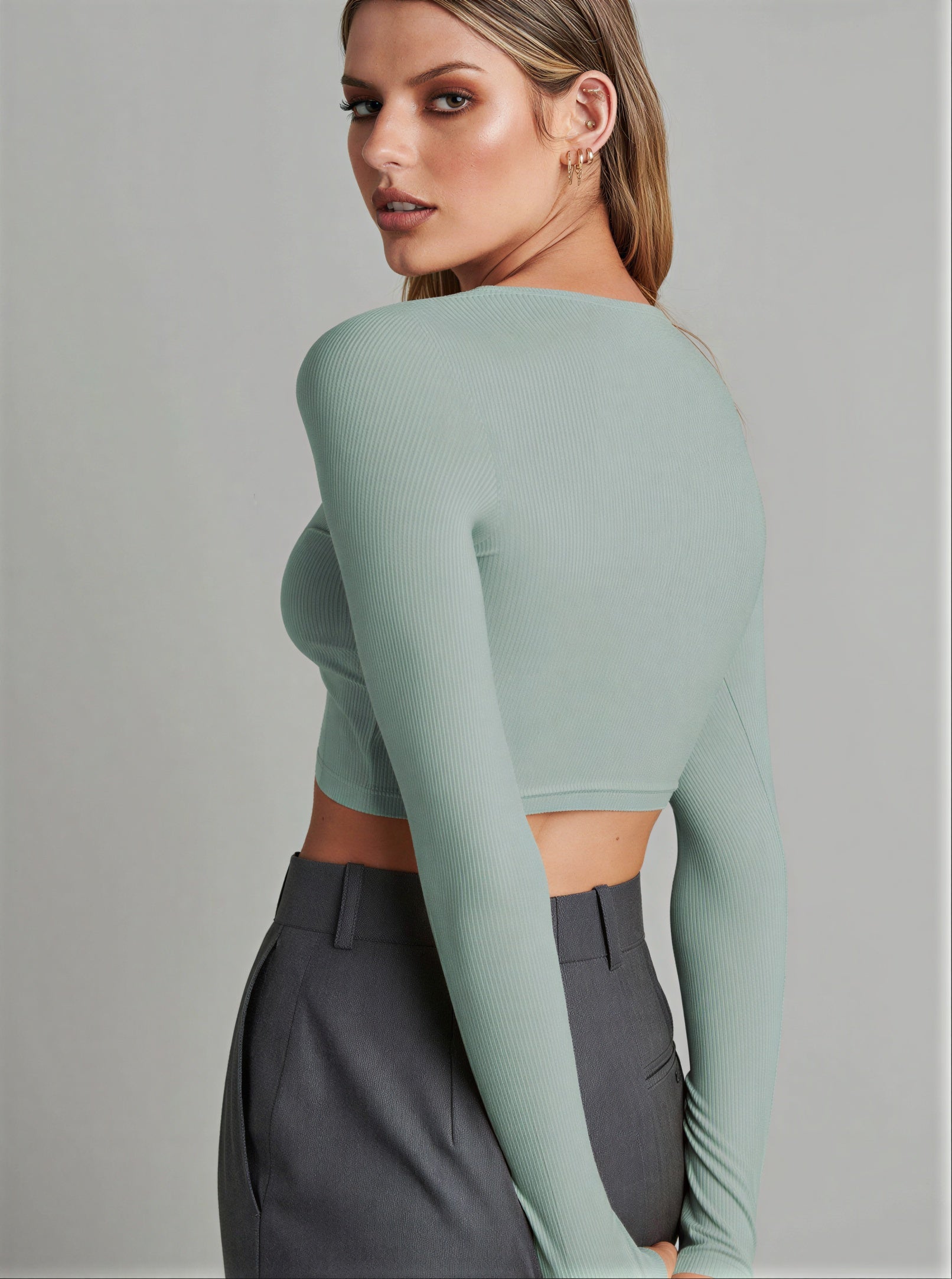 Donald - Jonge Volwassenen Knopenvoorkant met V-hals Crop Top