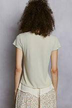 Rianna - Jonge vrouwen en tieners kant rand halslijn T-Shirt