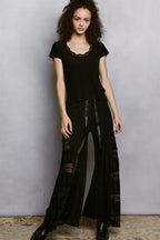 Tamar - Women Lace trim neckline T-shirt