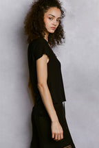 Tamar - Women Lace trim neckline T-shirt