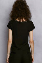 Tamar - Women Lace trim neckline T-shirt