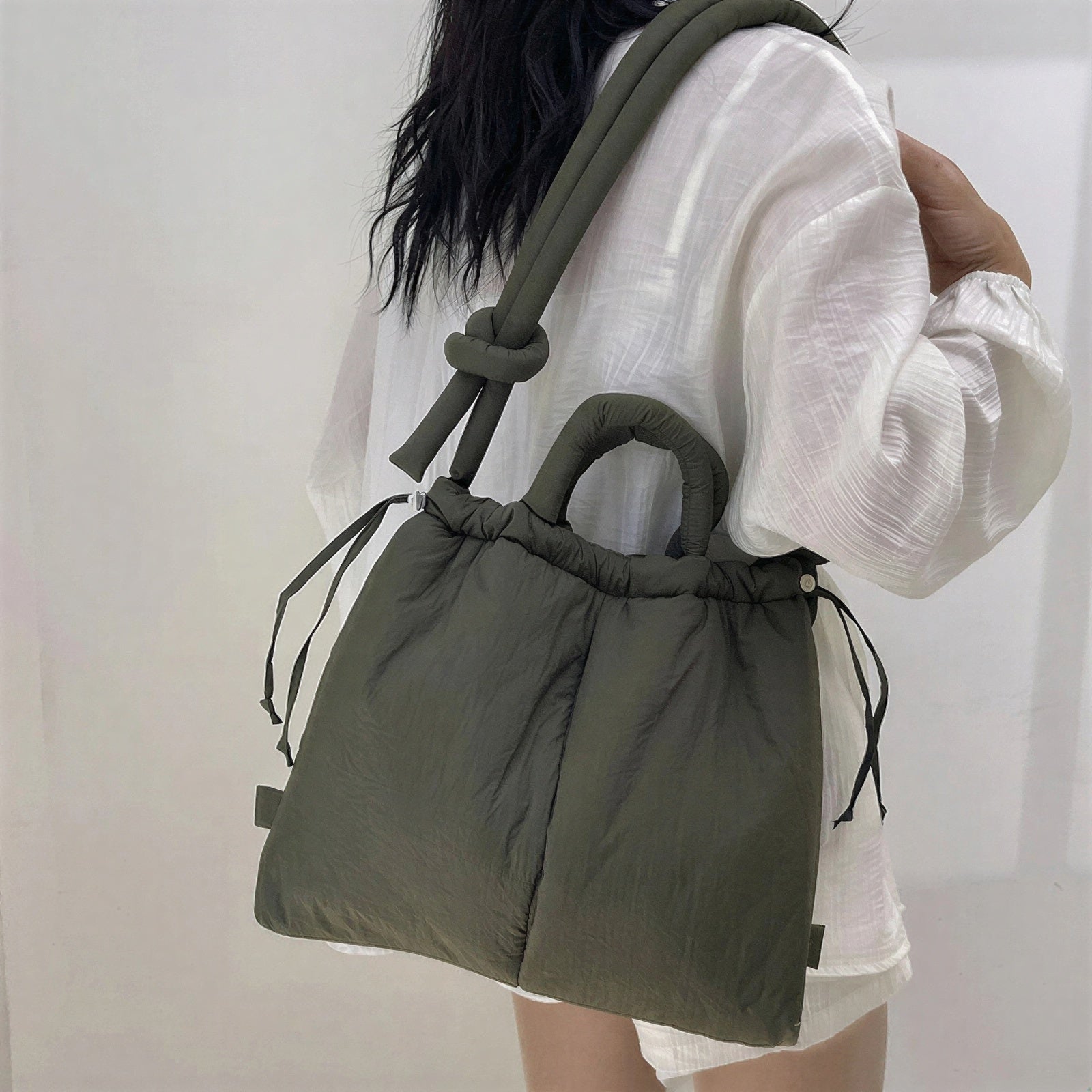Caroline - Fashion-conscious individuals Knotted top handles and drawstring closure Tote Bag