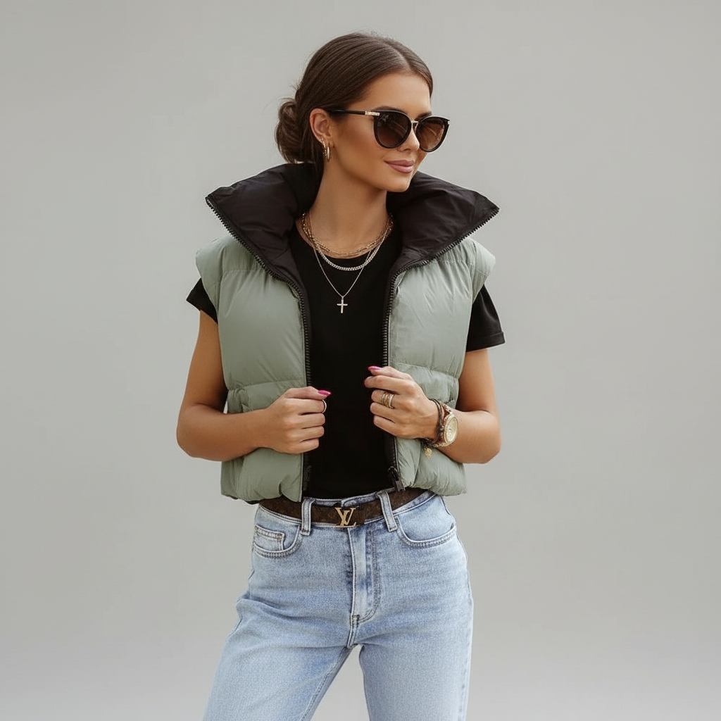 Vilma - Dames omkeerbaar ontwerp met contrasterende kleuren Puffervest