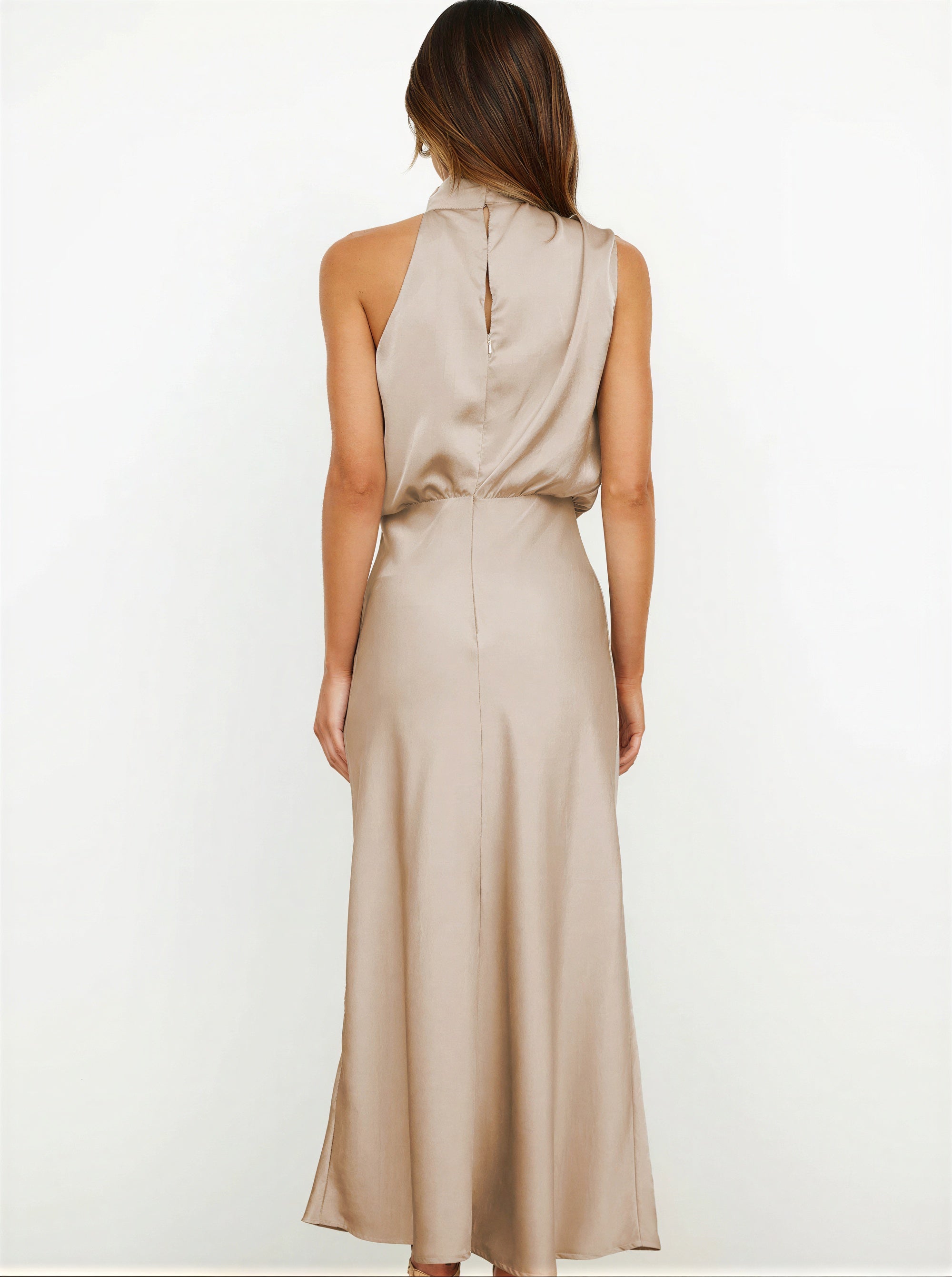 Odette - Women Draped Halter Neckline Maxi Dress