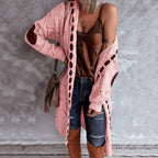 Helga - Vrouwen Diamantvormige uitsnijdingen en contrasterende elleboogpatches Cardigan