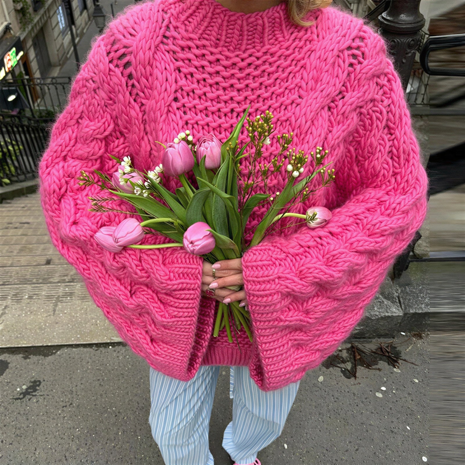 Karrie - Fashion-conscious women Chunky cable-knit pattern Sweater