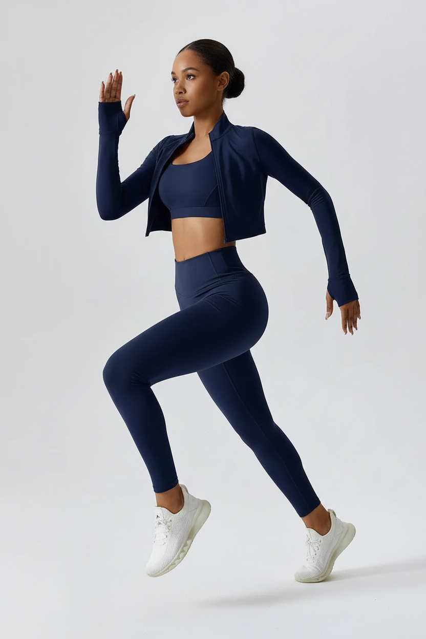 Kaleah - Women Thumbhole cuffs on jacket Athletic Wear Set