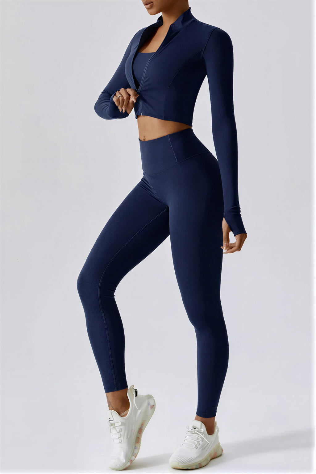 Kaleah - Women Thumbhole cuffs on jacket Athletic Wear Set