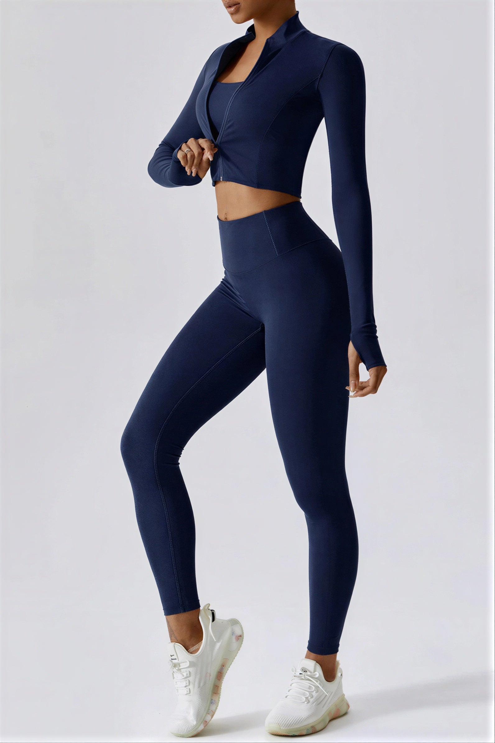 Kaleah - Women Thumbhole cuffs on jacket Athletic Wear Set