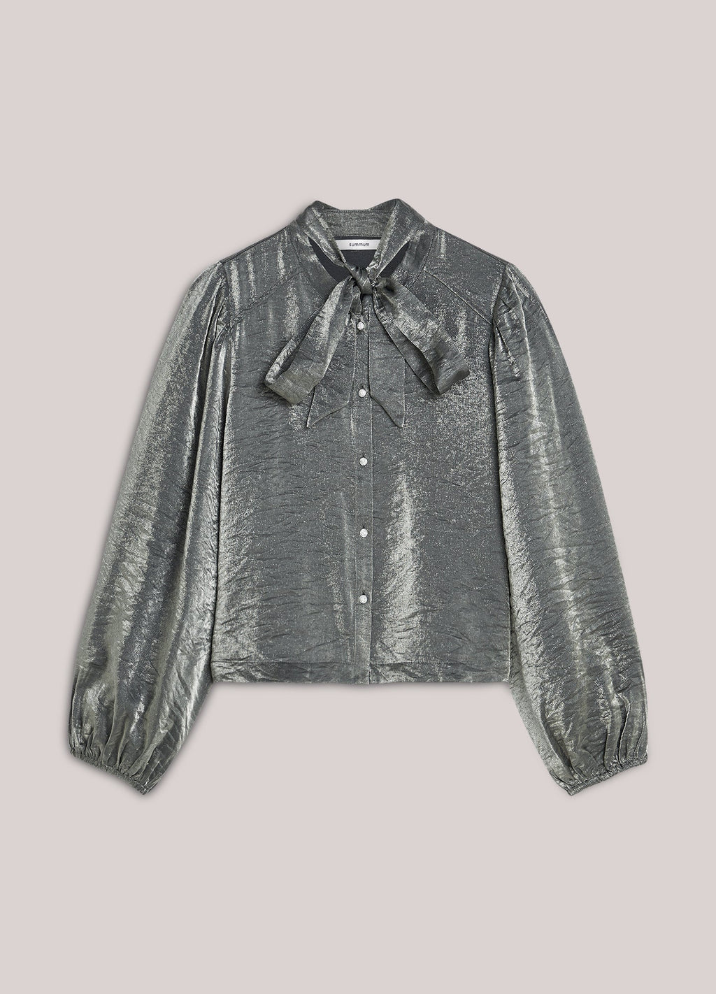 Leslie - Vrouwen Metallic Strikblouse & Volumineuze Mouwen Bijpassende Set