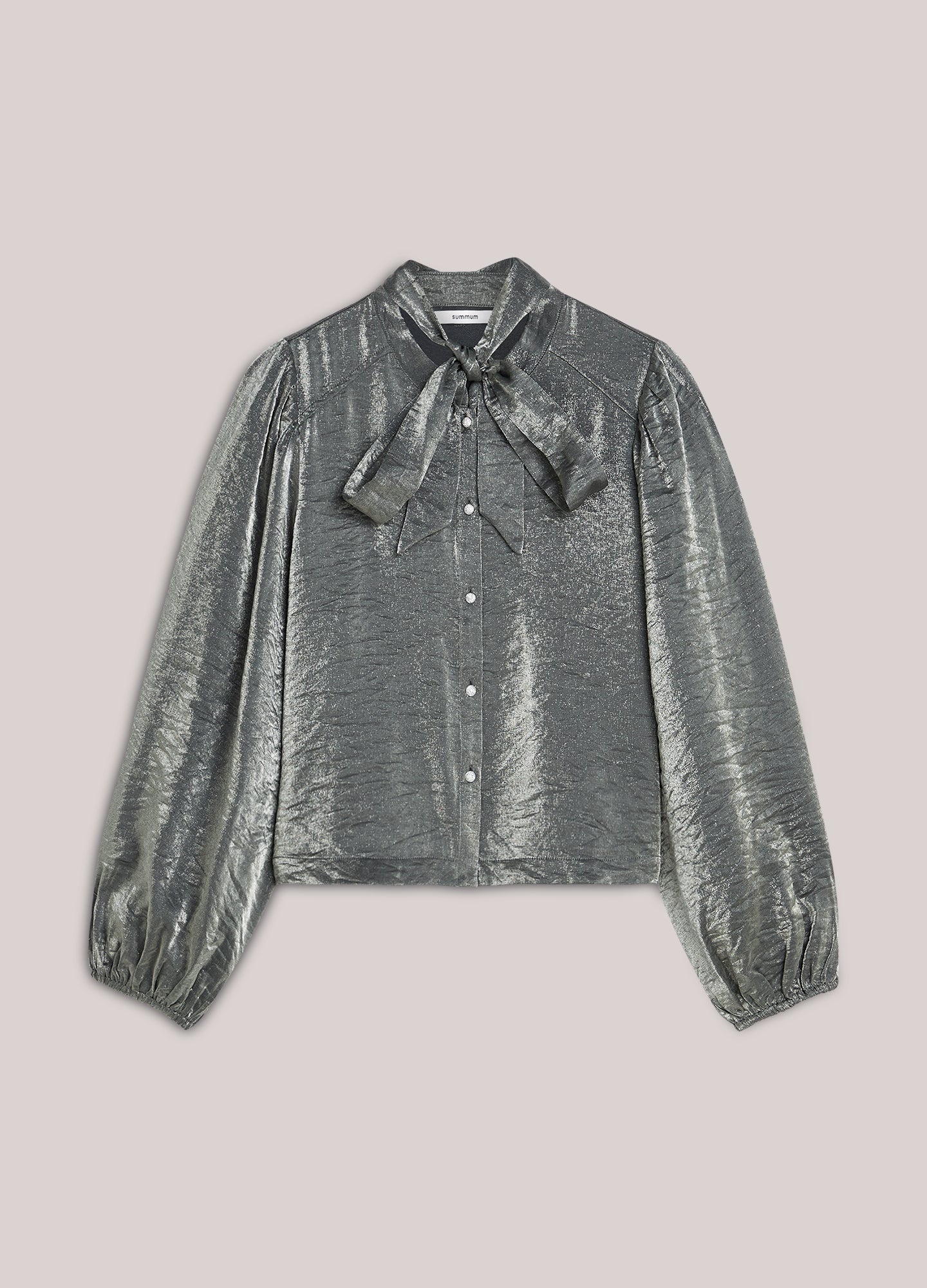 Leslie - Vrouwen Metallic Strikblouse & Volumineuze Mouwen Bijpassende Set