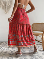 Johnna - Dames Maxi Rok met Gelaagd Ontwerp en Kwastjes Trekkoord Taille
