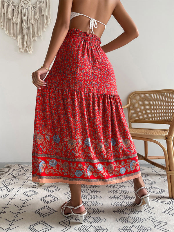 Johnna - Dames Maxi Rok met Gelaagd Ontwerp en Kwastjes Trekkoord Taille