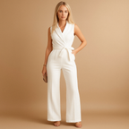 Milly - Dames Jumpsuit met Sjaalkraag en Strikceintuur Detail