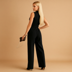 Milly - Dames Jumpsuit met Sjaalkraag en Strikceintuur Detail