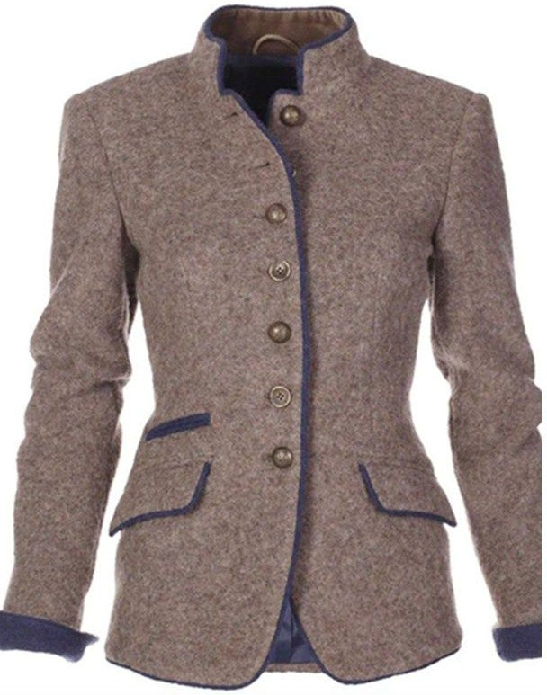 Dames Vest met Lange Mouwen en Effen Kleur zonder Kraag 1