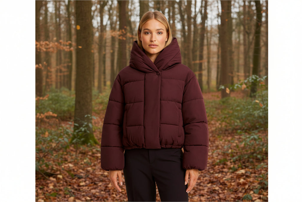 Ryan - Dames Gewatteerde Jas met Oversized Gestructureerde Capuchon