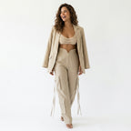Lanae - Dames wide-leg cargo broek met flapzakken tweedelig set