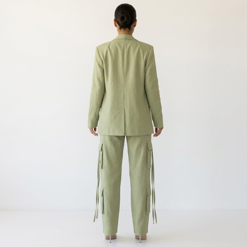 Lanae - Dames wide-leg cargo broek met flapzakken tweedelig set