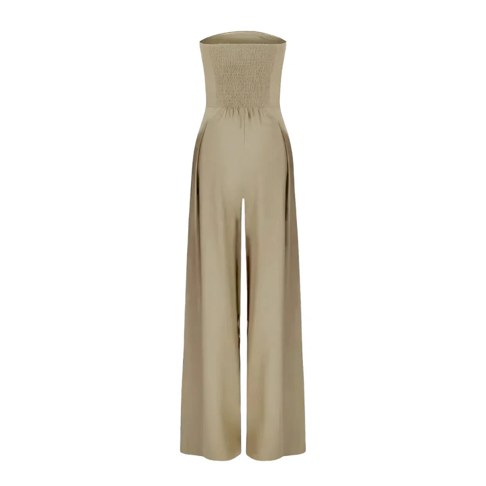 Kamara - Vrouwen Strapless design met wijde geplooide pijpen Jumpsuit