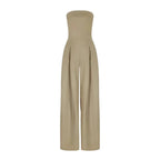 Kamara - Vrouwen Strapless design met wijde geplooide pijpen Jumpsuit