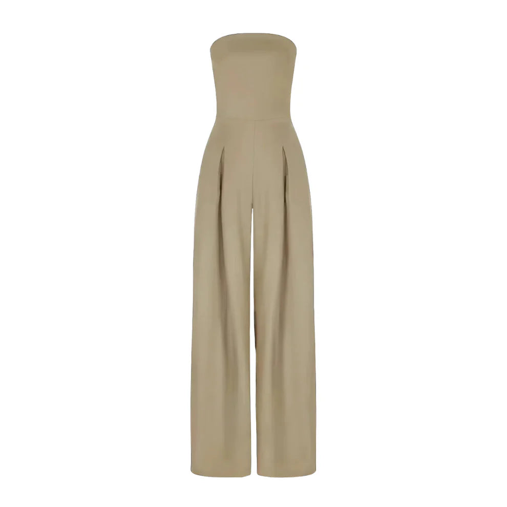 Kamara - Vrouwen Strapless design met wijde geplooide pijpen Jumpsuit