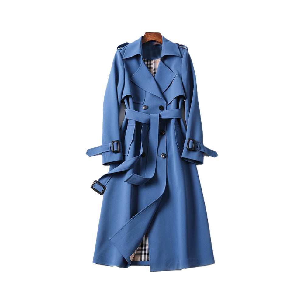 Meghan - Dames Trenchcoat met Dubbele Rij Knopen en Geruite Voering