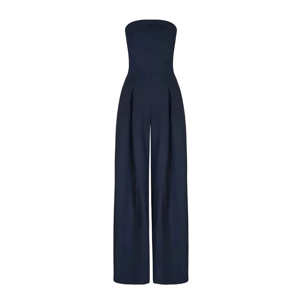 Kamara - Vrouwen Strapless design met wijde geplooide pijpen Jumpsuit