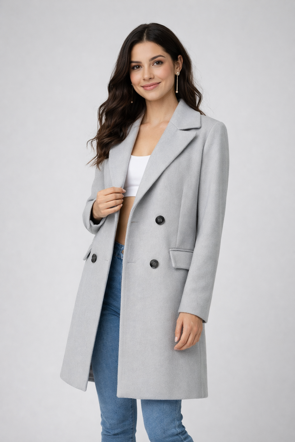 Elegante Wolblend Jas - Voor de Moderne Vrouw met Notched Revers