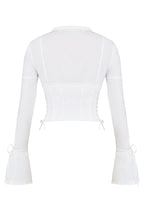 Cari - Modieuze Vrouwen Blouse met Vetersluiting en Uitlopende Manchetten